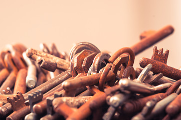 Image showing A large group of rusty keys