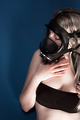 Image showing Woman in gasmask