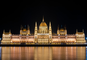 Image showing Night detail of the Parliament building in Budapest, Hungary