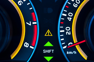 Image showing Car speed meter closeup