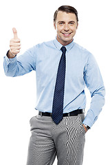 Image showing Picture of a male executive showing thumbs up
