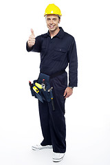 Image showing Industrial contractor gesturing thumbs up