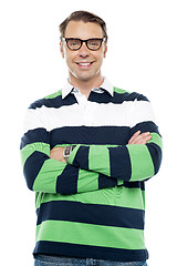 Image showing Confident smiling young chap with spectacles