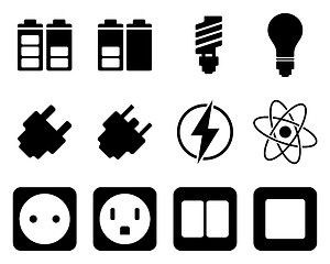 Image showing Electricity and energy icon set