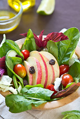 Image showing Apple with raisin and spinach salad