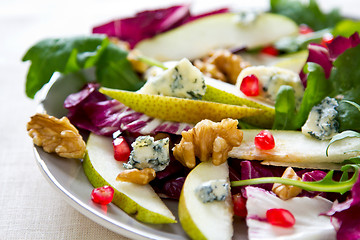 Image showing Pear with Blue cheese and pomegranate salad