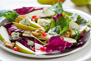 Image showing Pear with Blue cheese and pomegranate salad