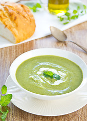 Image showing Green pea ,Mint and Celery soup