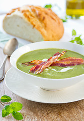 Image showing Green pea ,Mint and Celery soup