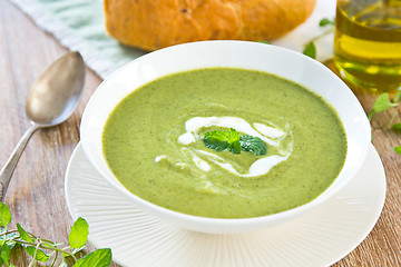 Image showing Green pea ,Mint and Celery soup