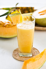 Image showing Cantaloupe and Pineapple smoothie