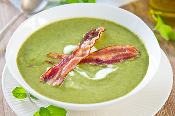 Image showing Green pea ,Mint and Celery soup