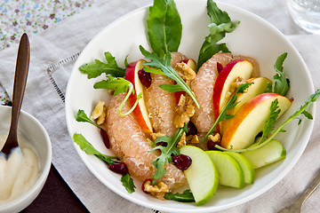 Image showing Apple with Grape fruit and walnut salad