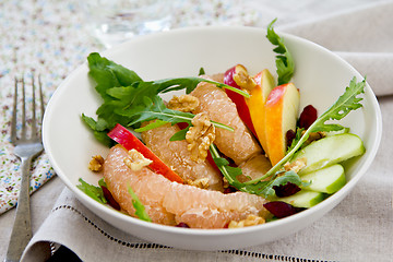 Image showing Apple with Grape fruit and walnut salad