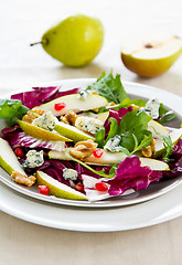 Image showing Pear with Blue cheese and pomegranate salad