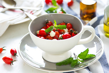 Image showing Cherry tomato with pearl mozzarella salad