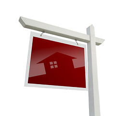 Image showing Real Estate Sign with House Silhouette with Clipping Path