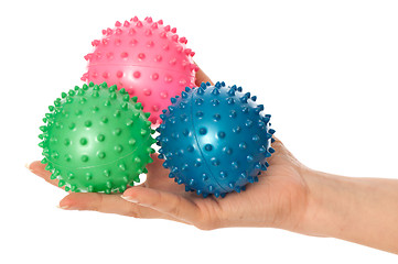 Image showing three colored massage balls