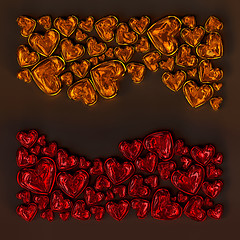 Image showing red and orange glass hearts