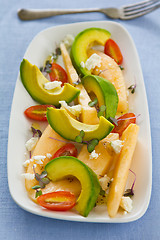 Image showing Avocado with Melon and Feta salad