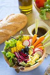 Image showing Sweetcorn with beetroot and cheese salad