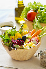 Image showing Sweetcorn with beetroot and cheese salad