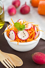 Image showing Grated carrot with radish and sesame salad