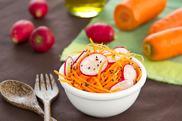 Image showing Grated carrot with radish and sesame salad