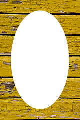 Image showing Ancient wooden wall peeling paint white oval 