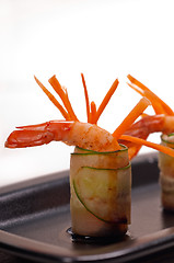 Image showing colorful  prawn shrimps appetizer snack