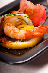 Image showing colorful  prawn shrimps appetizer snack