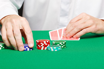 Image showing Man with cards