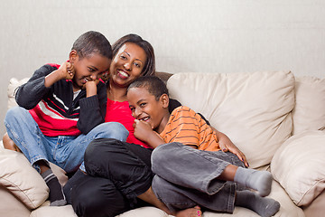 Image showing Loving mother with her sons