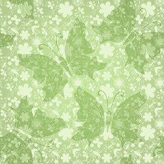 Image showing Green gentle floral pattern