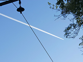 Image showing Track aircraft in blue sky