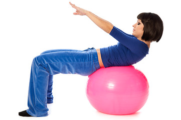 Image showing Exercises on a gymnastic ball