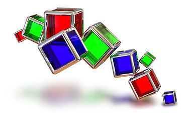 Image showing glass cubes in a metal frame
