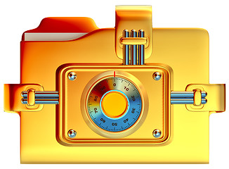 Image showing folder with golden combination lock