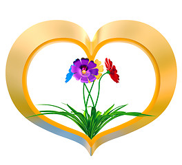 Image showing heart with flowers and leaves