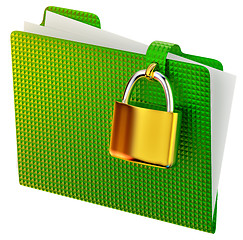 Image showing green folder with lock