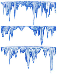 Image showing Collection of winter thawing icicles