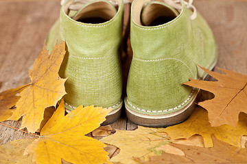 Image showing pair of green leather boots 