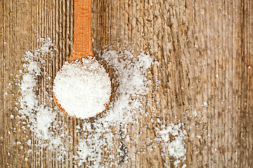 Image showing cooking salt in wooden spoon