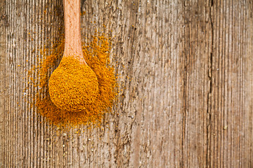 Image showing curry powder in wooden spoon 