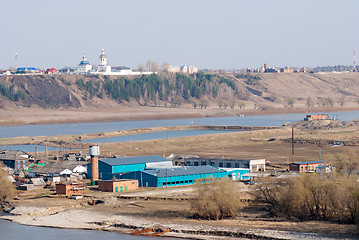 Image showing View at Abalak Znamensky monastery and fish plant