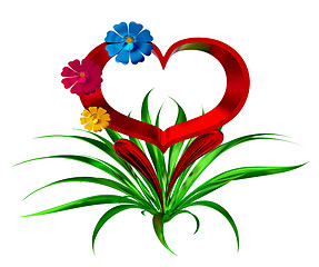 Image showing heart with flowers and leaves