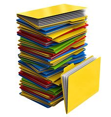 Image showing a pile of multi-colored folders with documents