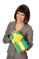 Image showing green box with yellow bow as a gift