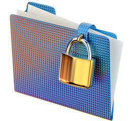 Image showing blue folder with golden hinged lock