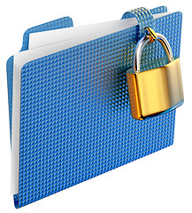 Image showing the blue folder with golden hinged lock